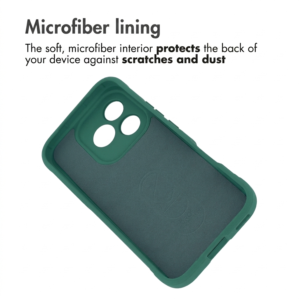 Groene telefoonhoes met zachte binnenvoering tegen krassen.
