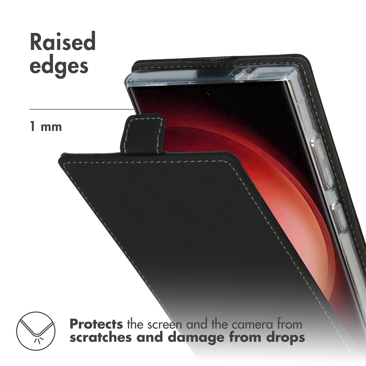 Fundas de móvil con bordes elevados de 1 mm para proteger la pantalla y la cámara contra arañazos y caídas.