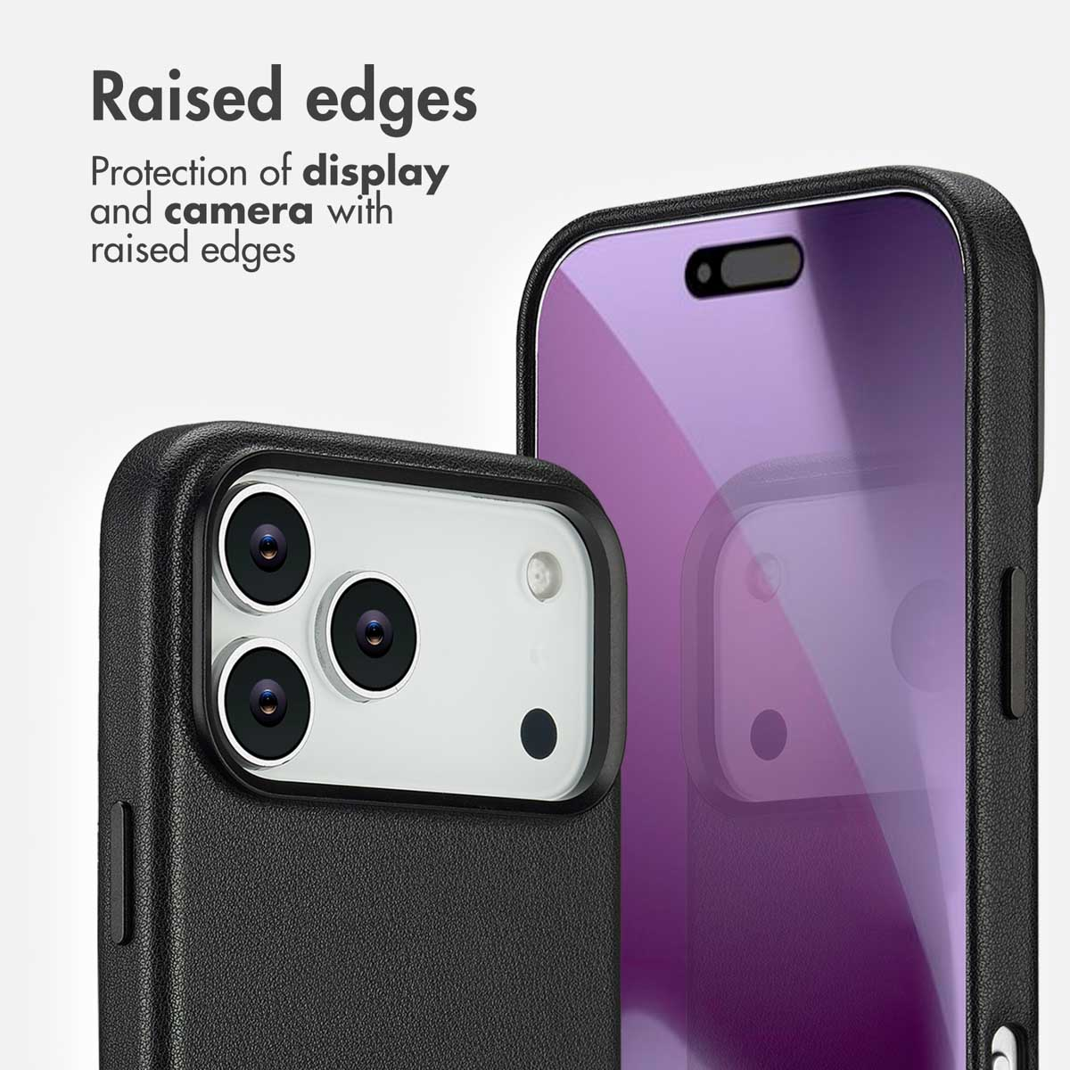 Une coque de smartphone noire mettant en valeur les bords surélevés pour la protection.