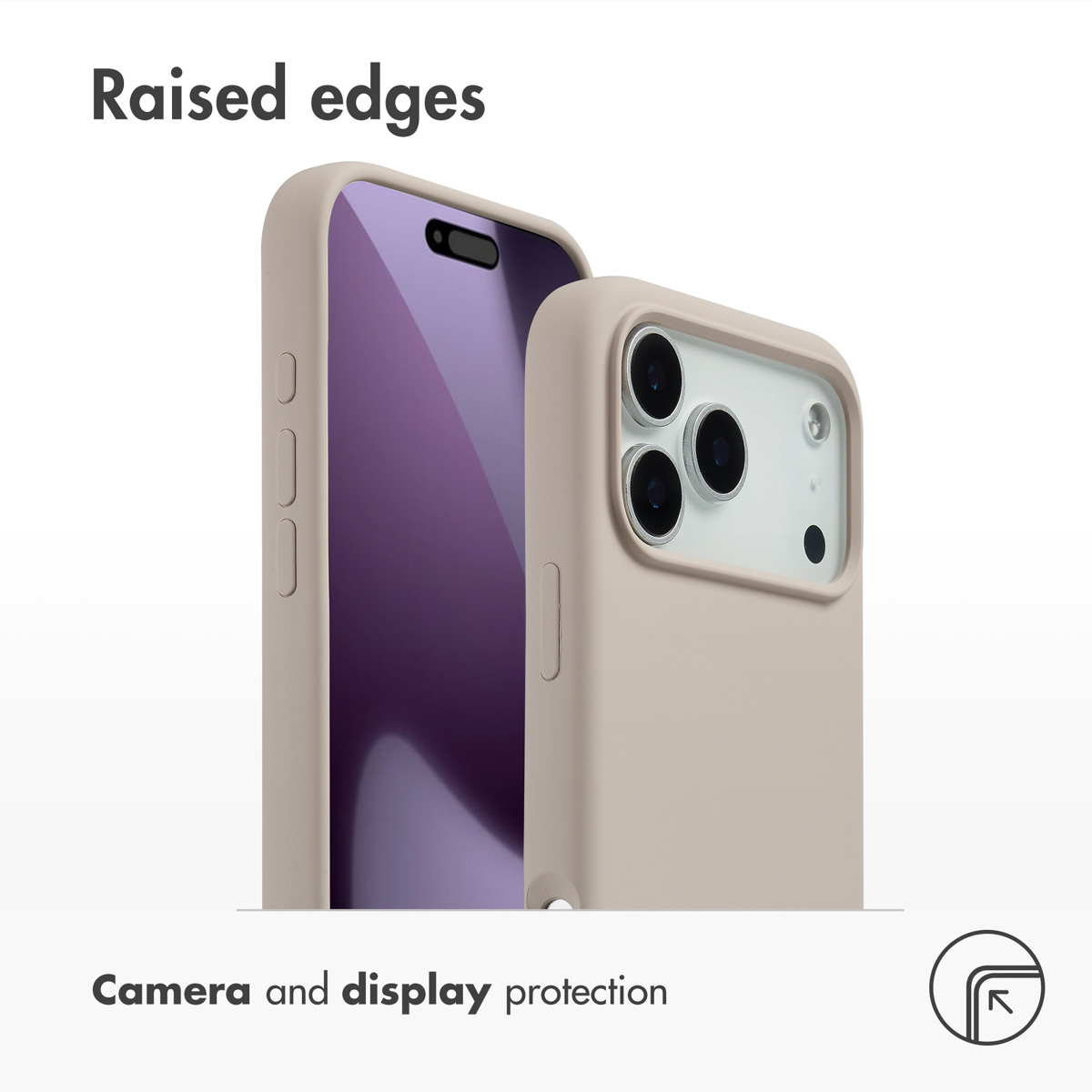 Funda de móvil con bordes elevados para proteger la cámara y la pantalla.