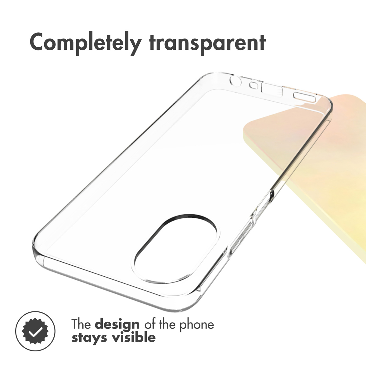 Una funda de teléfono completamente transparente que deja visible el diseño del teléfono.