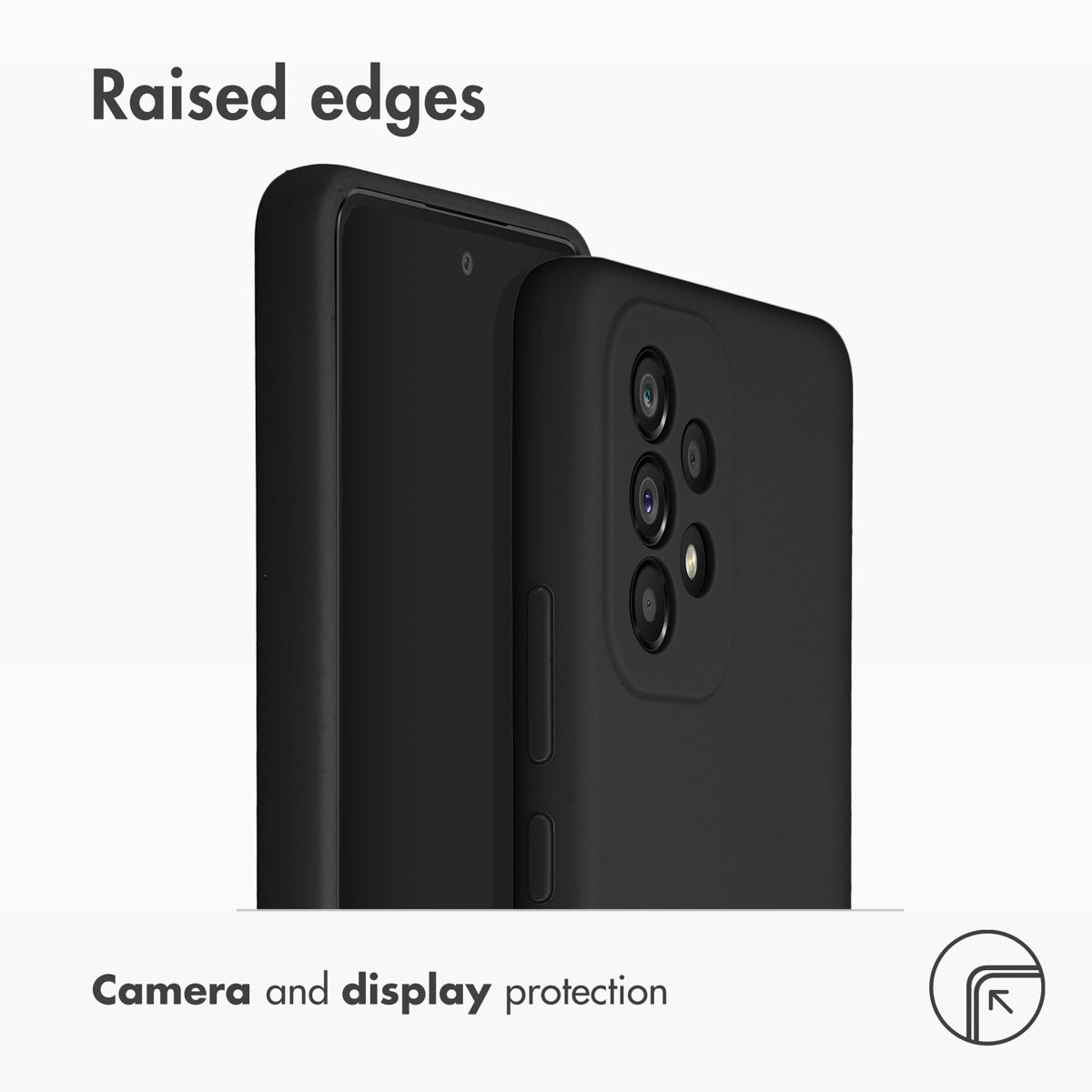 Smartphone noir dans une coque mate mettant en valeur les bords surélevés.