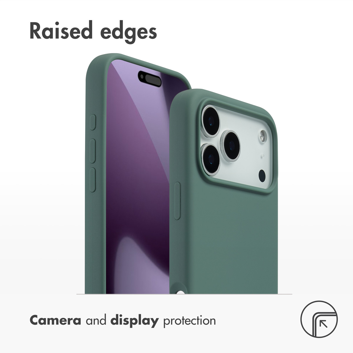 Funda de teléfono verde que muestra bordes elevados para protección.