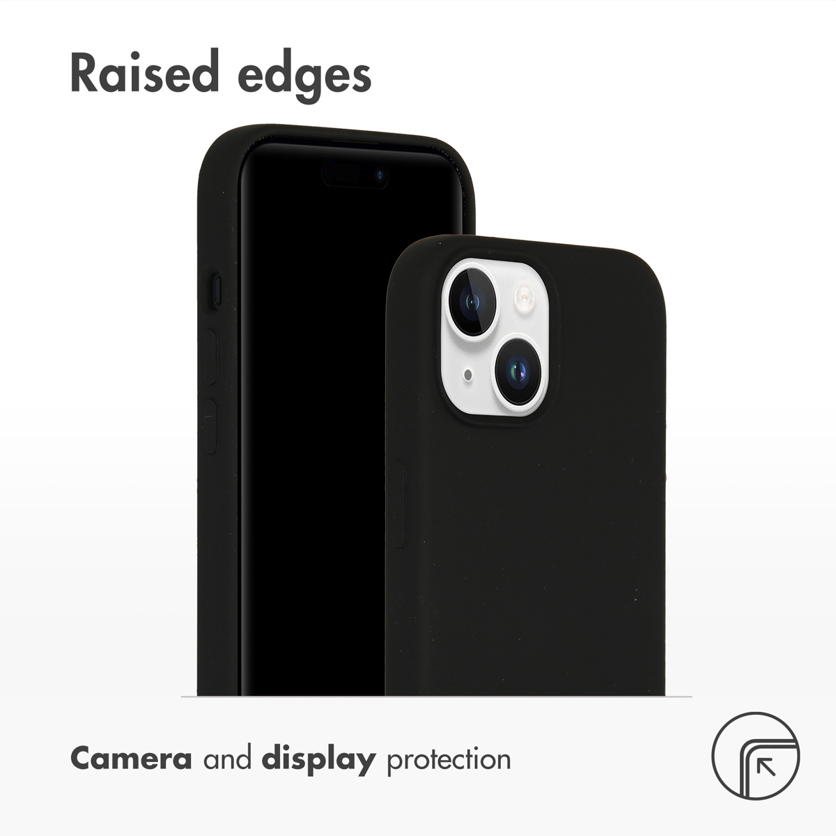 Two black phones in cases with raised edges for camera and display protection.