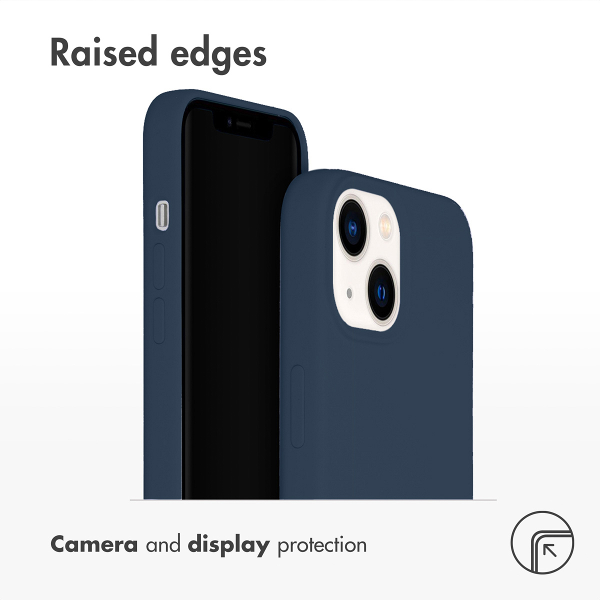 Blaue Smartphone-Hülle mit erhöhtem Rand für Kamera- und Displayschutz.