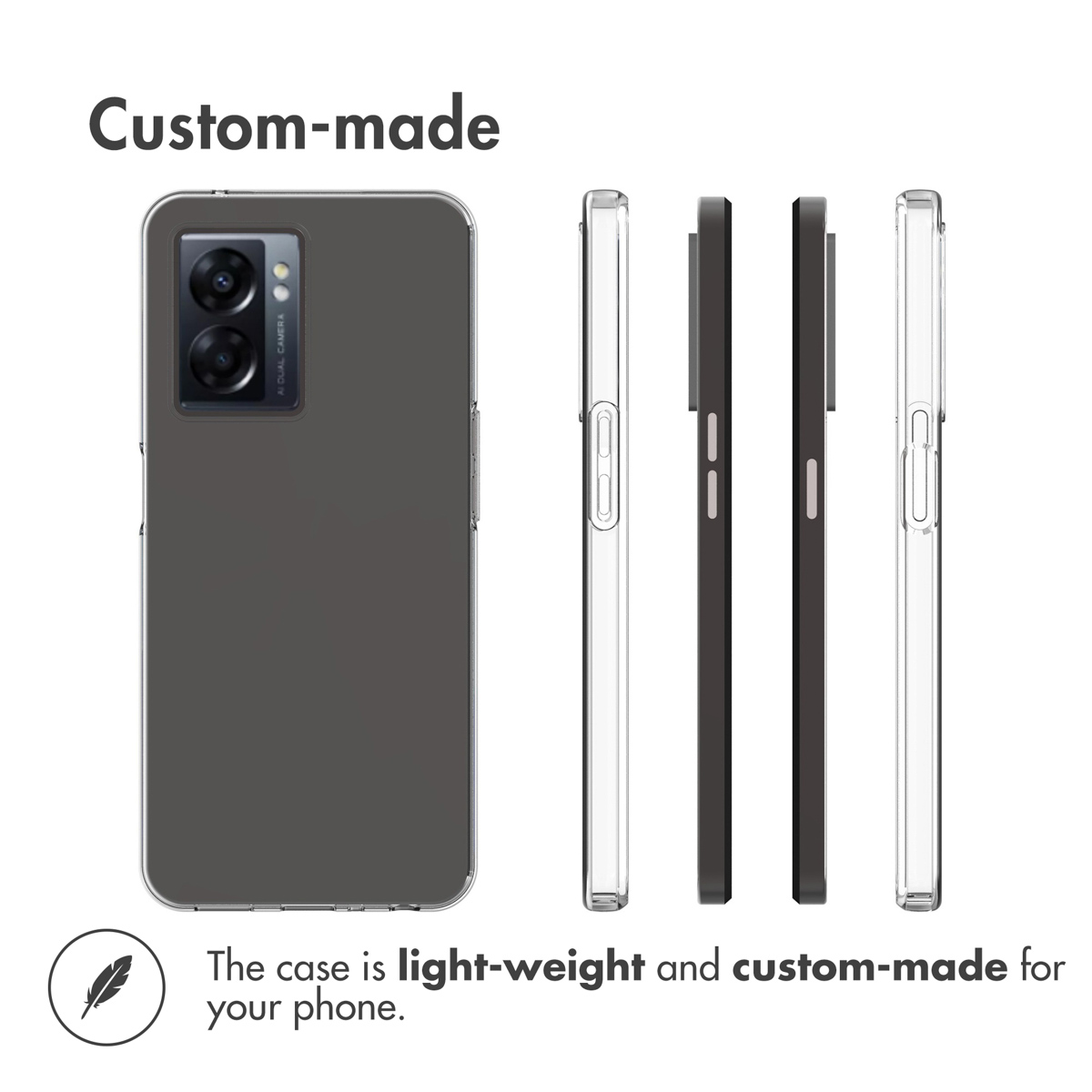Funda protectora para smartphone ligera y a medida vista desde varios ángulos.