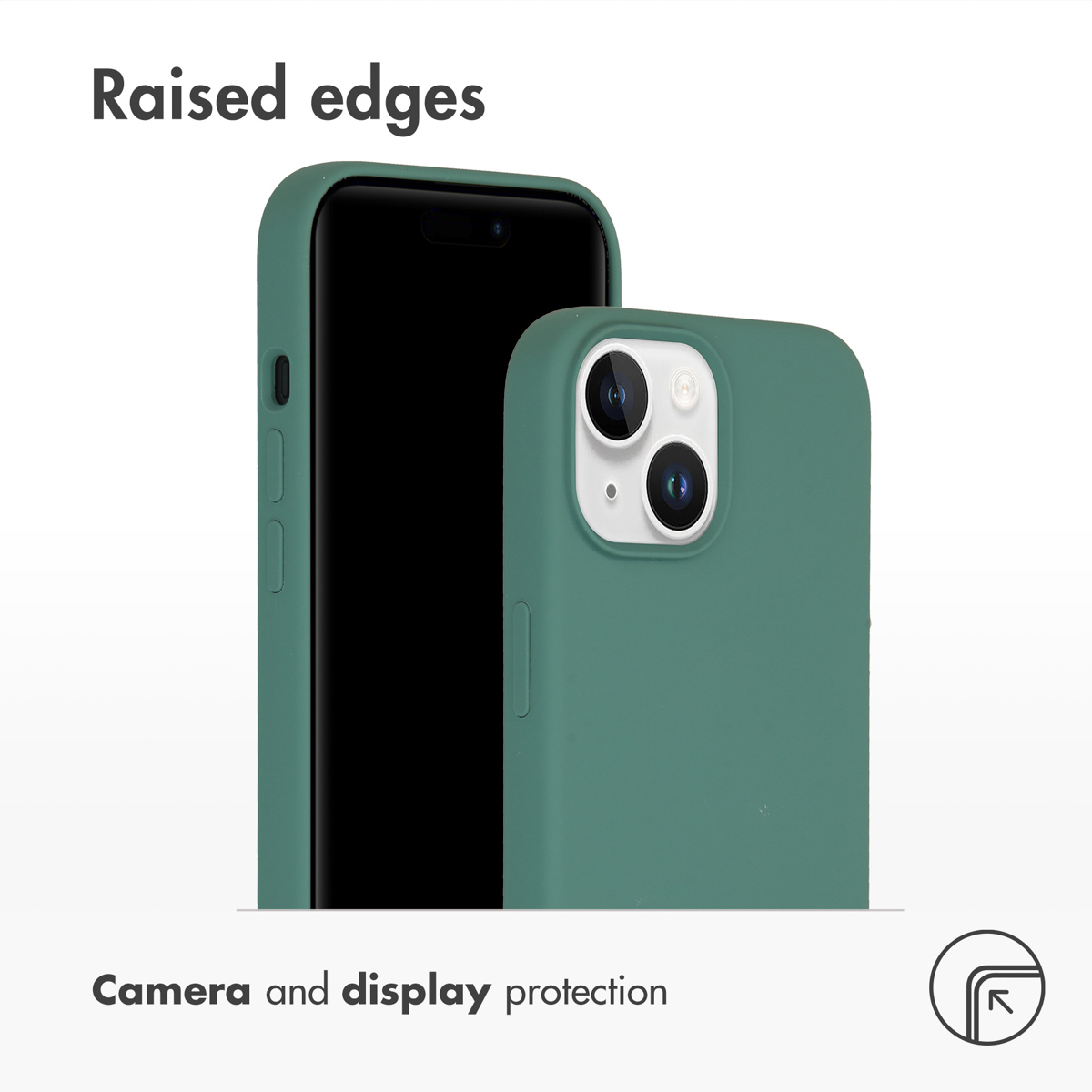 Green smartphone case showing raised edges for camera and display protection against a white background.
