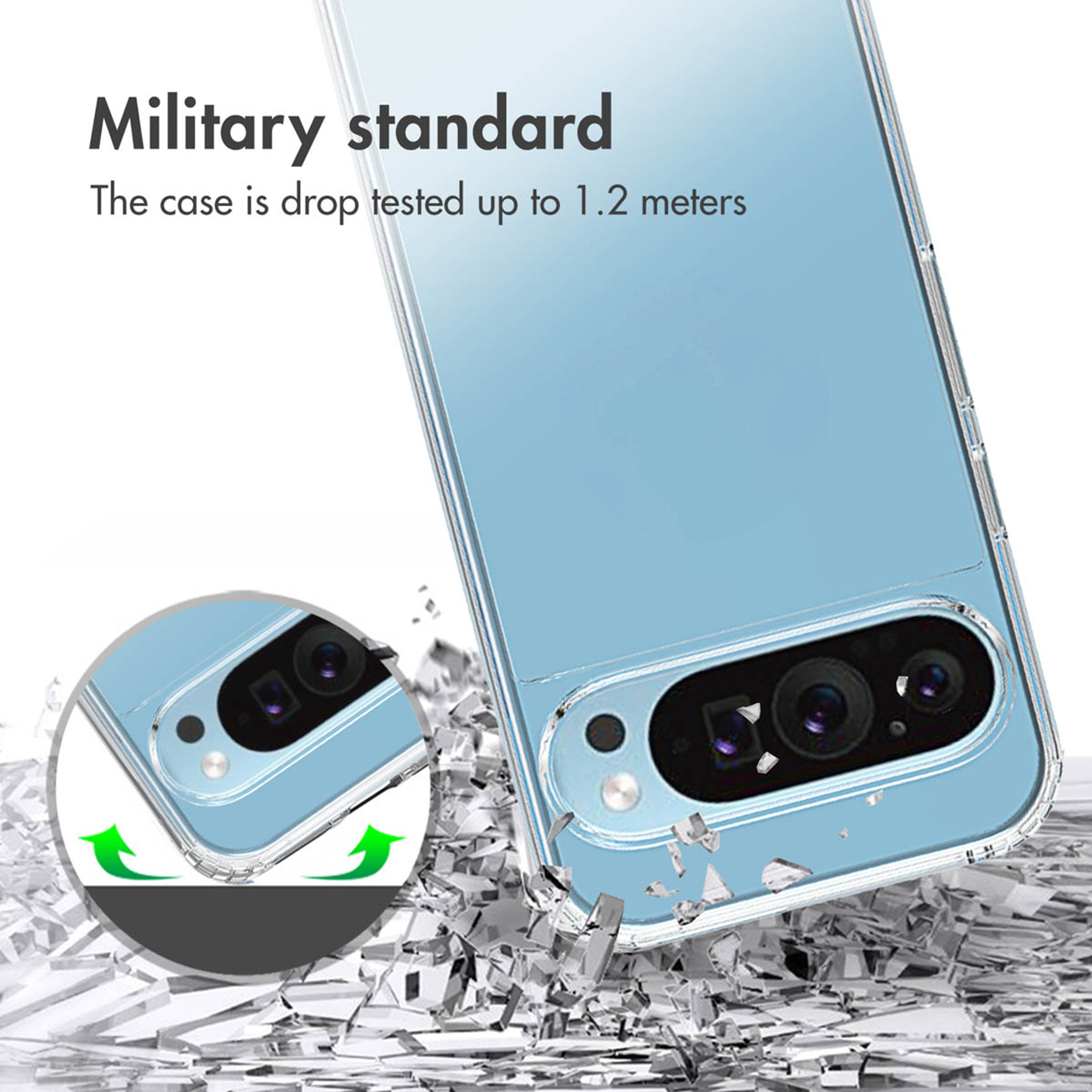 Estándar militar: La funda está probada contra caídas de hasta 1,2 metros.