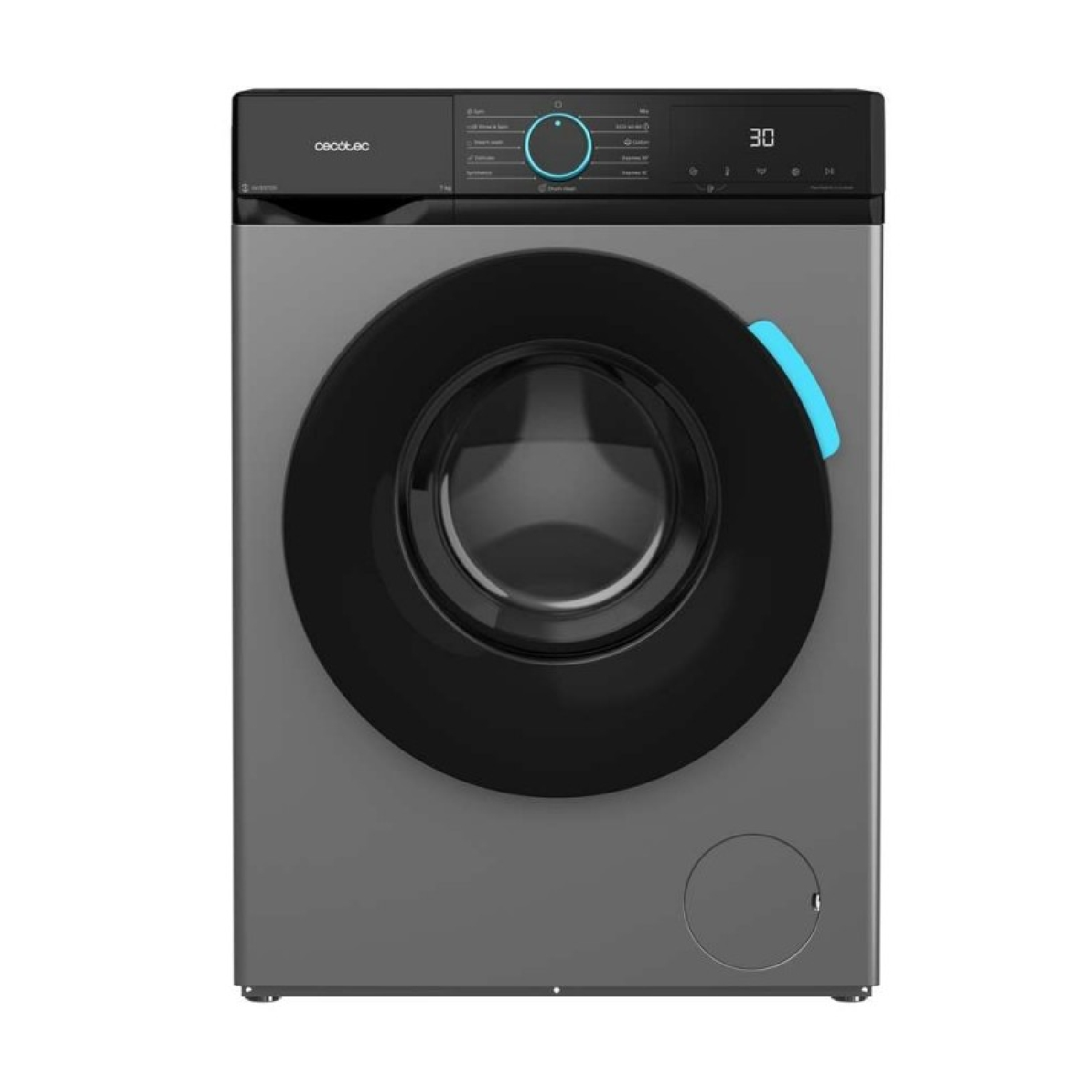 Lavadora carga frontal - CECOTEC Bolero DressCode 7160 Inverter Steel A, 7 kg, Plateado