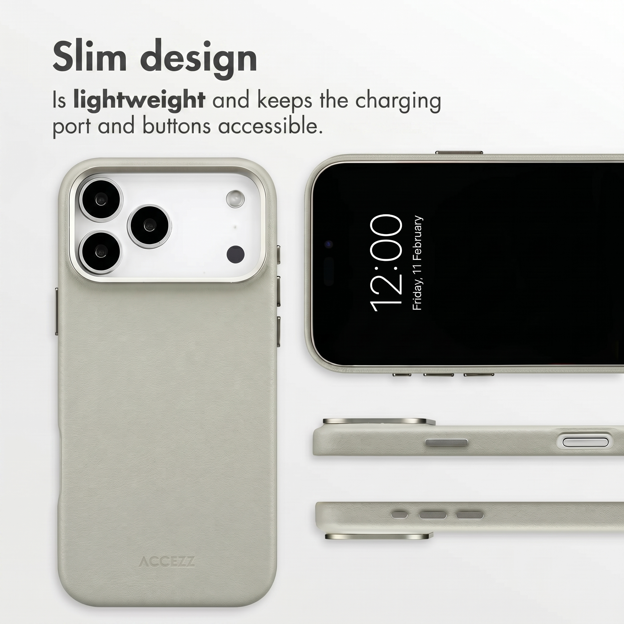 Design sottile, cover leggera che mantiene porte e tasti accessibili.
