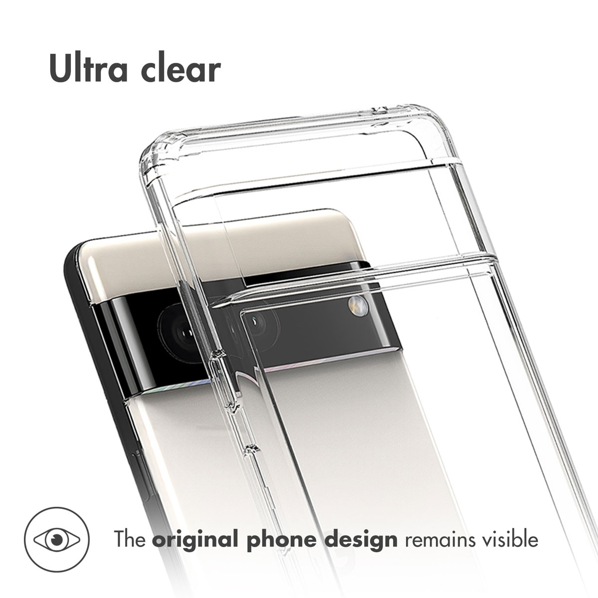 Funda protectora transparente en un teléfono inteligente que muestra el diseño.