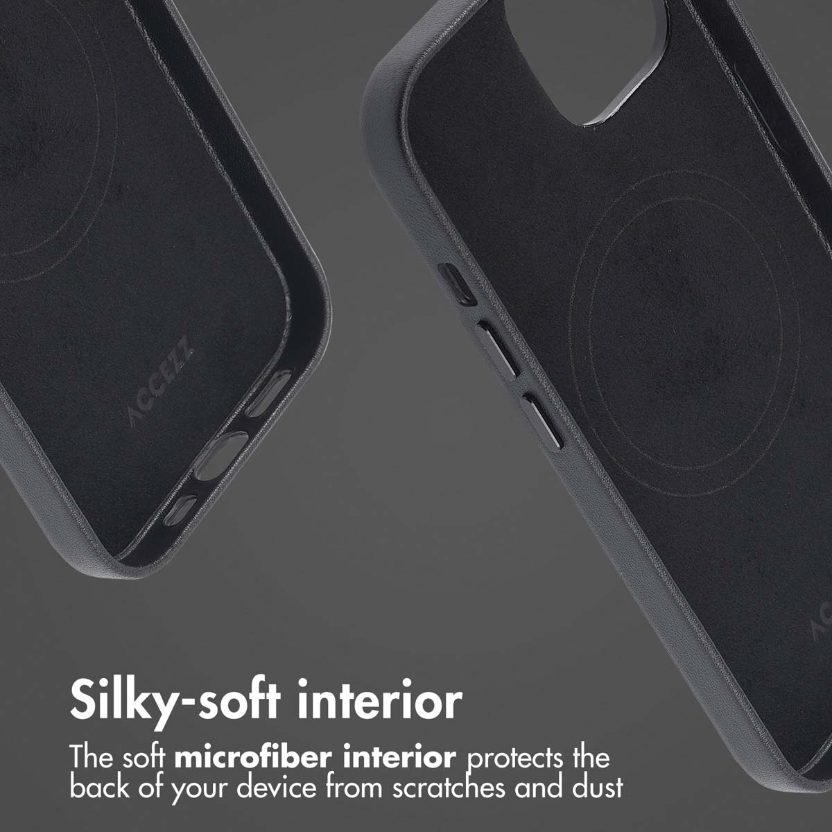 Due custodie per telefono nere con interno in morbida microfibra.