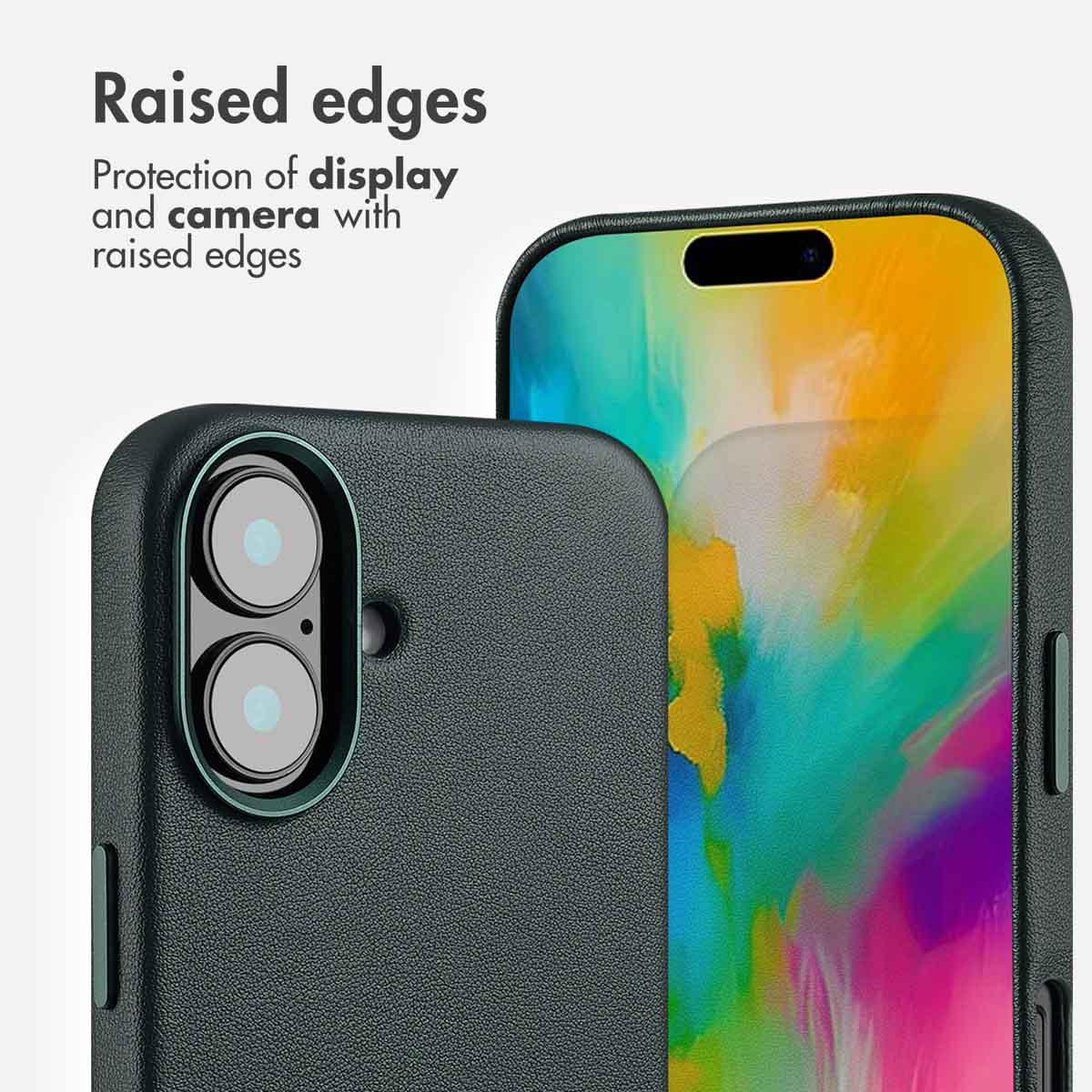 Schwarze Handyhülle mit erhöhten Rändern zum Schutz von Display und Kamera.