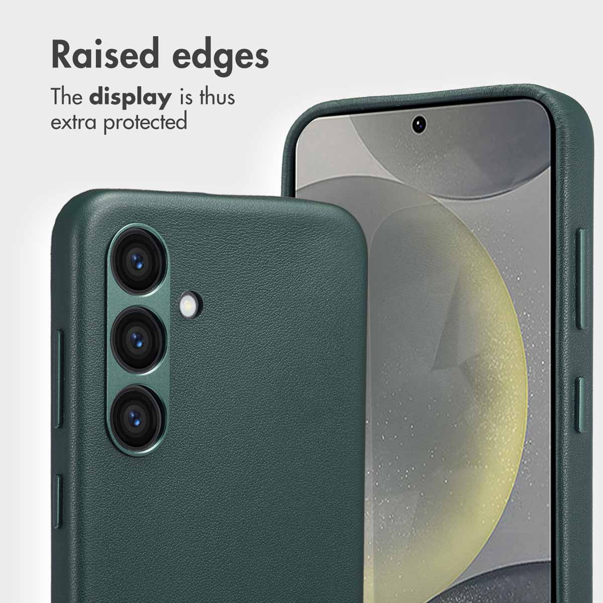 Coque de smartphone verte avec bords surélevés pour une protection.