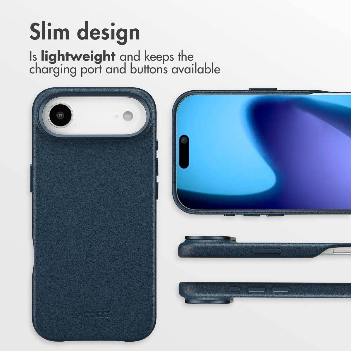 Fundas para smartphone azules delgadas y ligeras que mantienen accesibles puertos y botones.