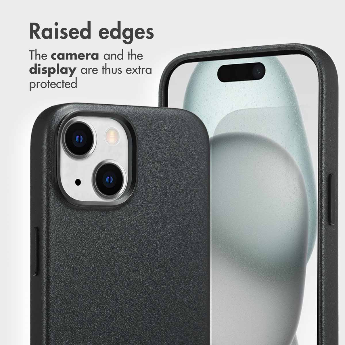 Black smartphone case featuring raised edges for extra camera and screen protection.