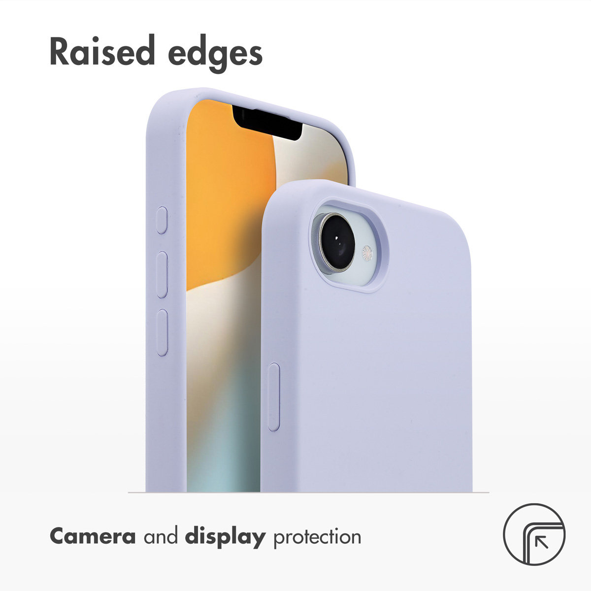 Coques de téléphone violettes avec bords surélevés pour protéger l'appareil photo et l'écran.