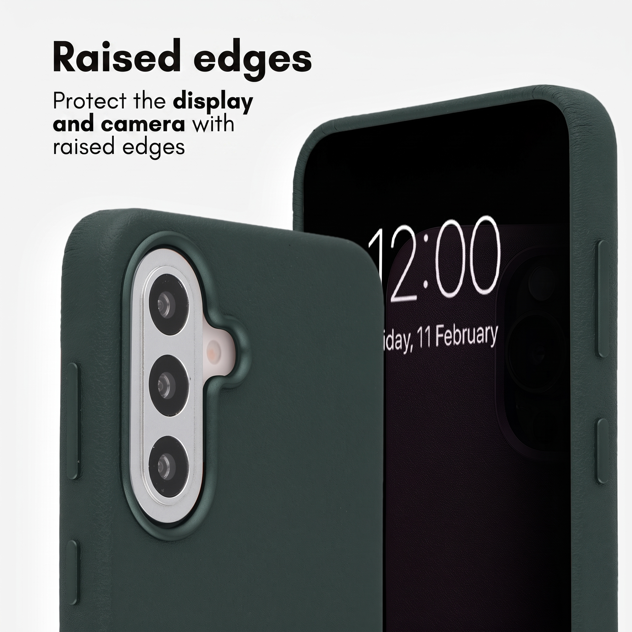 Fundas de móvil verde oscuro con bordes elevados protectores.