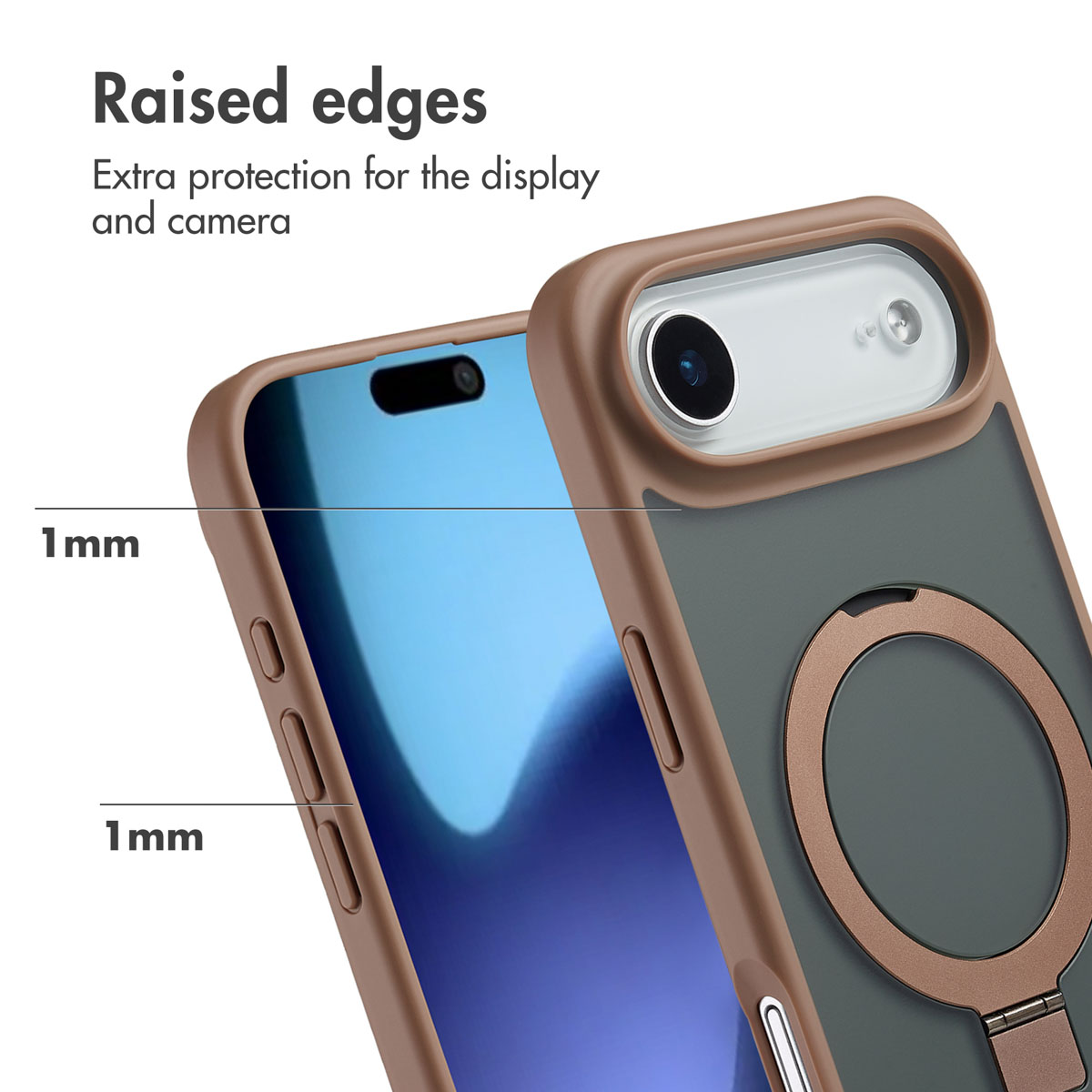 Fundador de teléfono con bordes elevados de 1mm para pantalla y cámara.