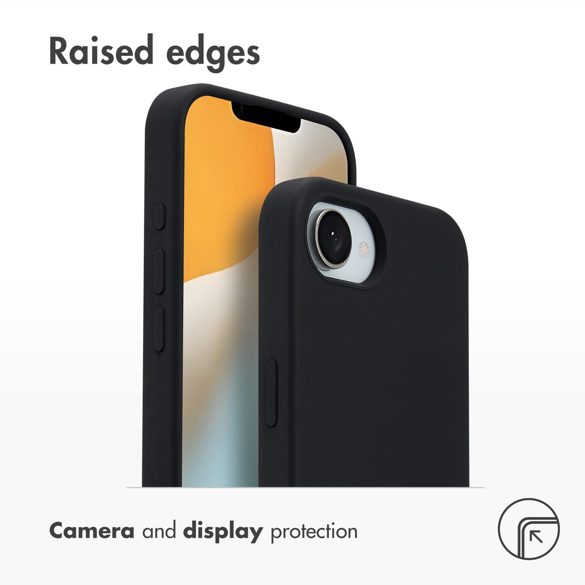 Coques de téléphone noires avec bords surélevés pour protéger l'appareil photo et l'écran.