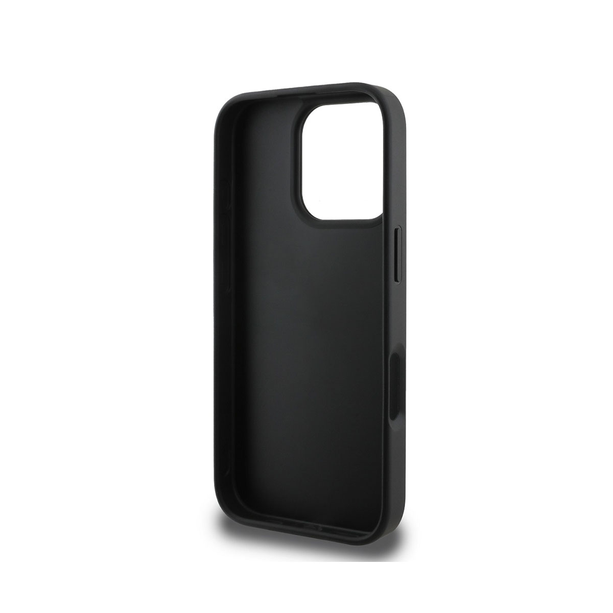 Eine schlichte schwarze Smartphone-Hülle isoliert auf weißem Hintergrund.