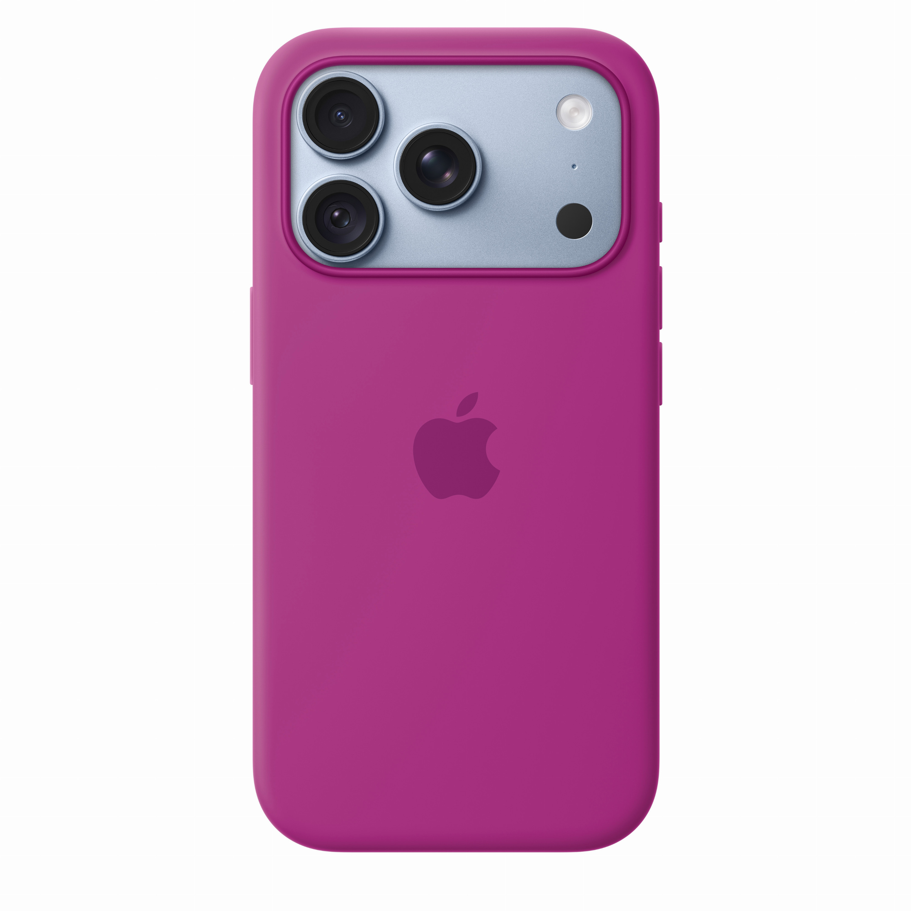 Arrière d'un smartphone rose avec trois objectifs de caméra et le logo Apple.