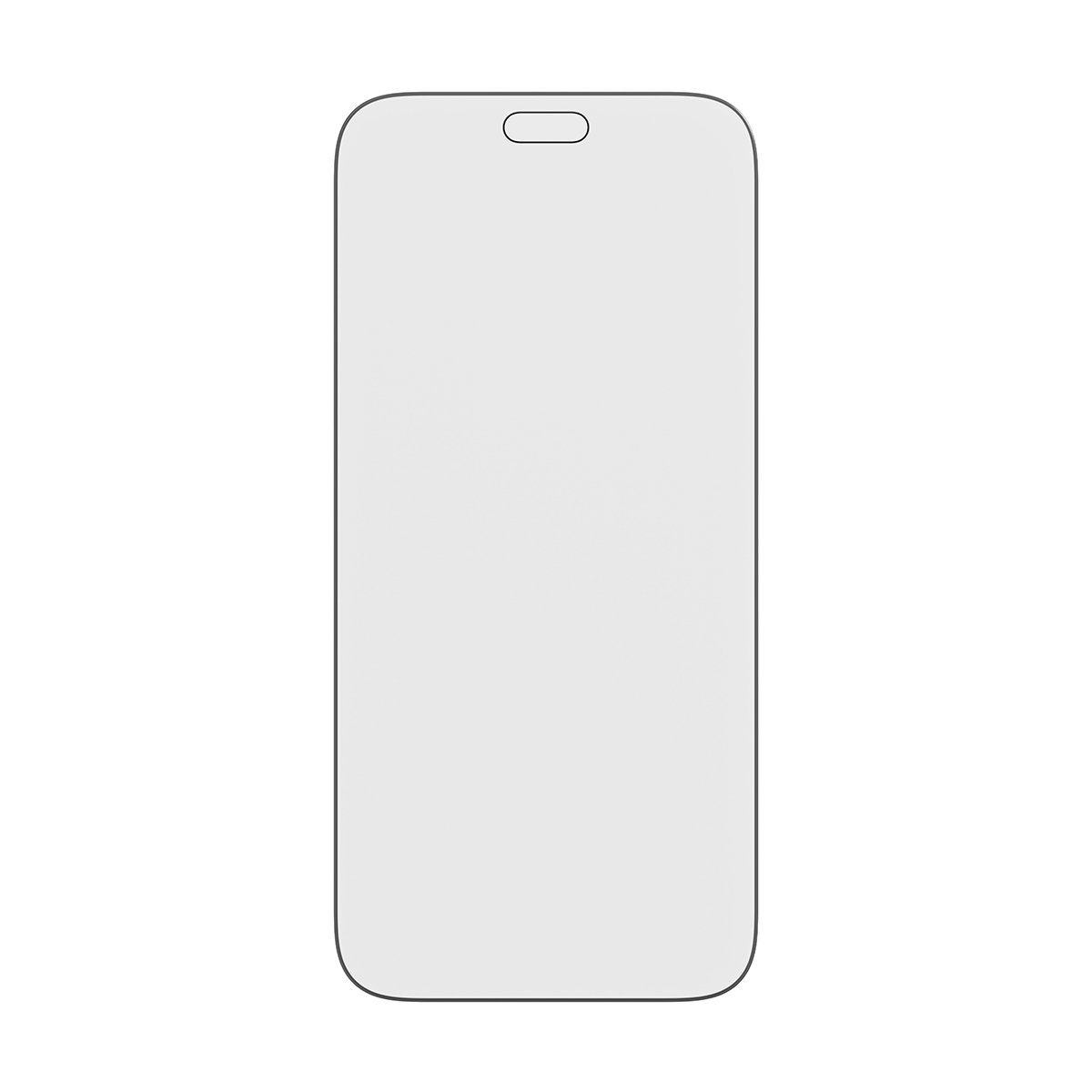 Yuvarlatılmış köşe hatlarına ve üstte oval bir kesime sahip modern bir akıllı telefonun siyah ana hatları.