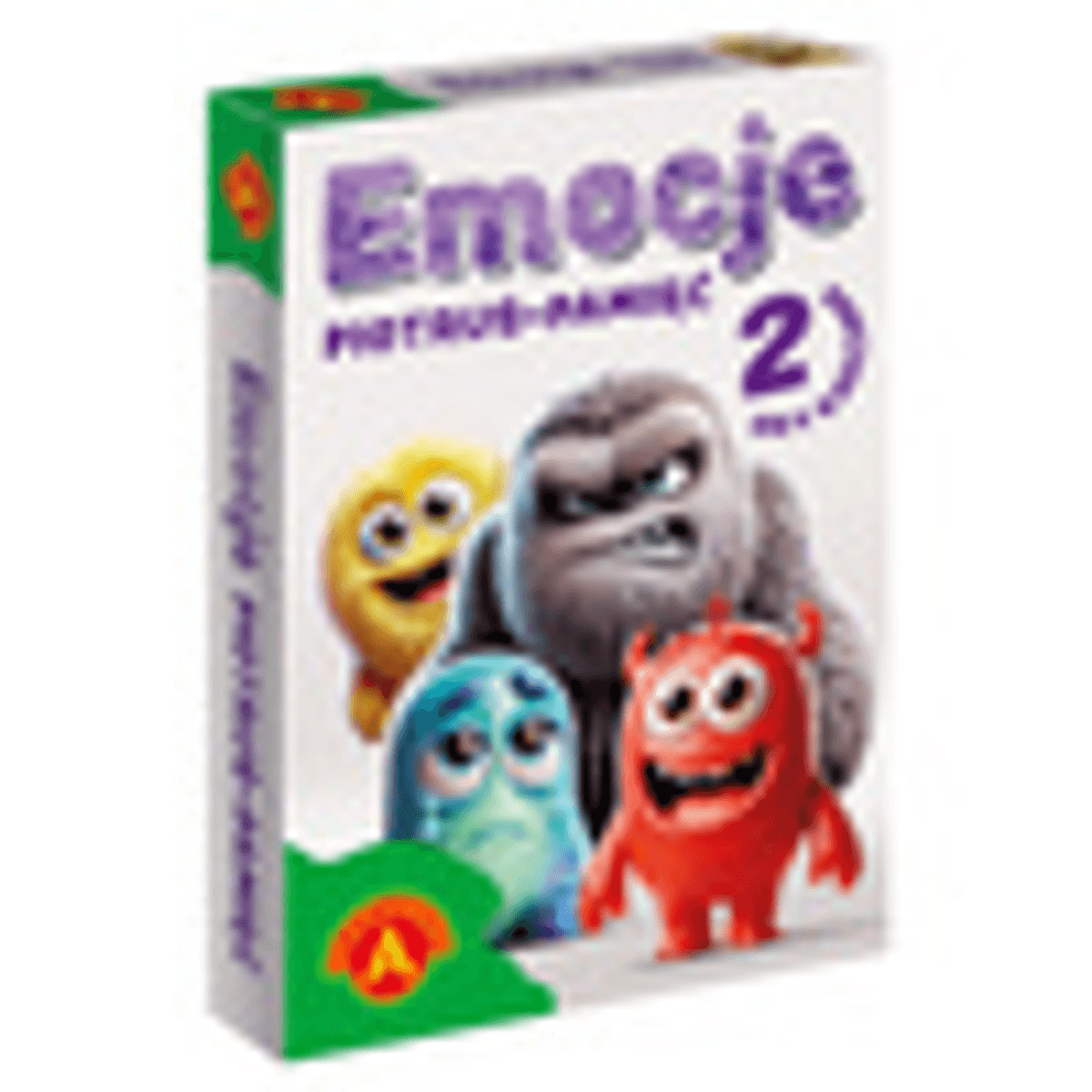 Caja del juego Emocje 2 con cuatro coloridos monstruos animados que muestran varias emociones.