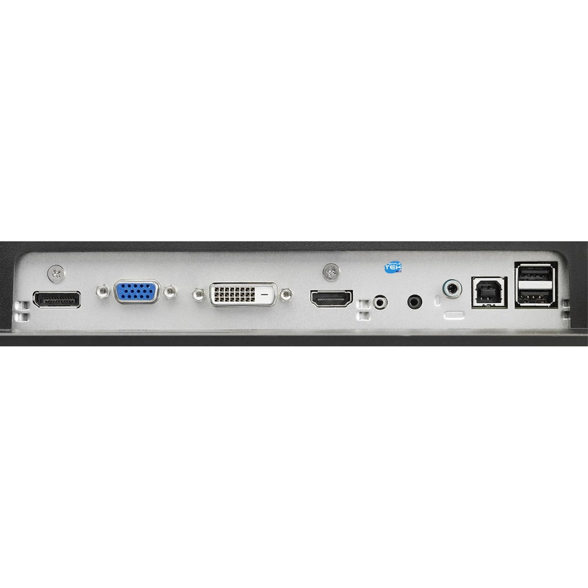 Pannello posteriore di un dispositivo elettronico con varie porte tra cui DisplayPort, VGA, DVI, HDMI e USB.