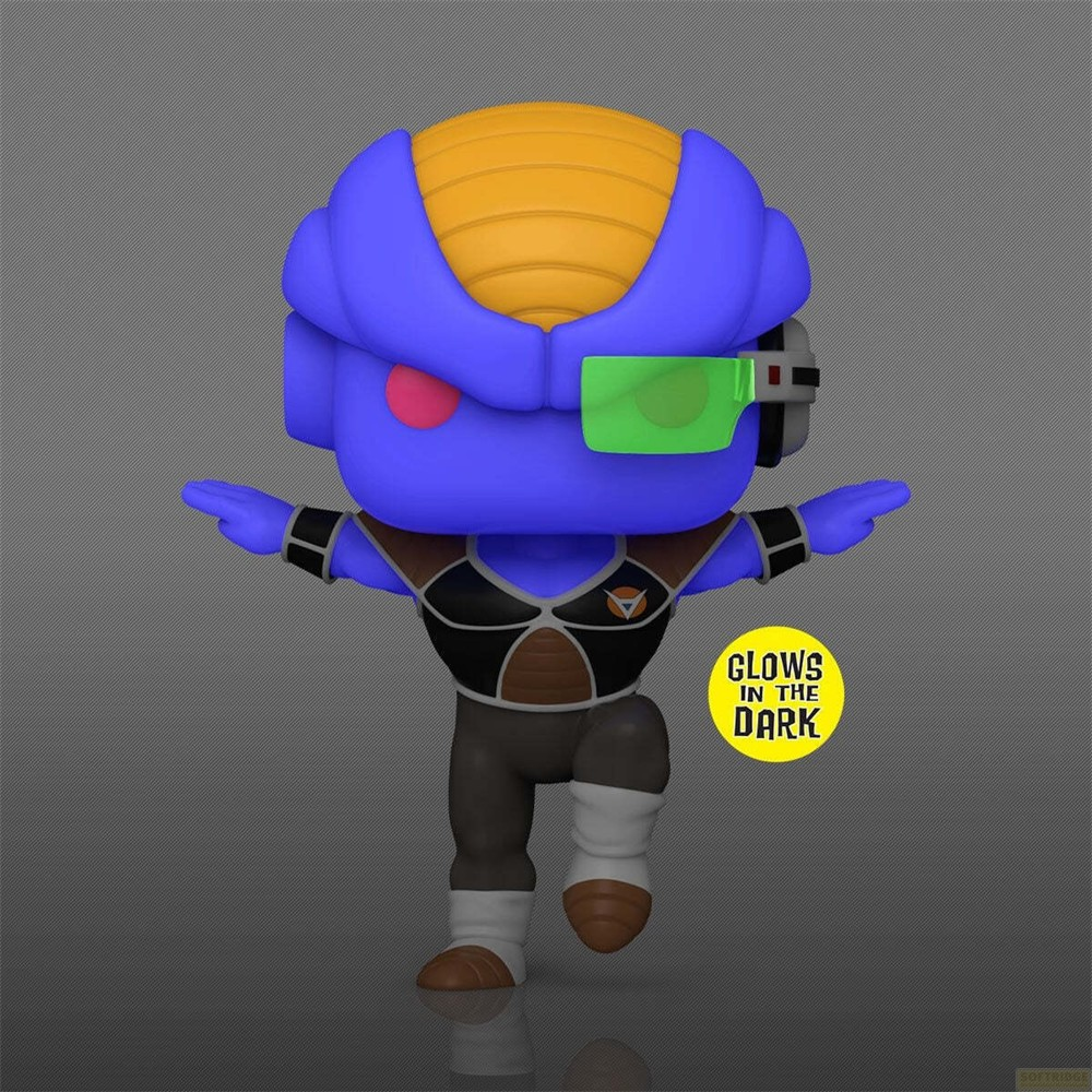 Eine blaue Actionfigur mit gelbem Helm, grünem Visier und schwarzer Rüstung.