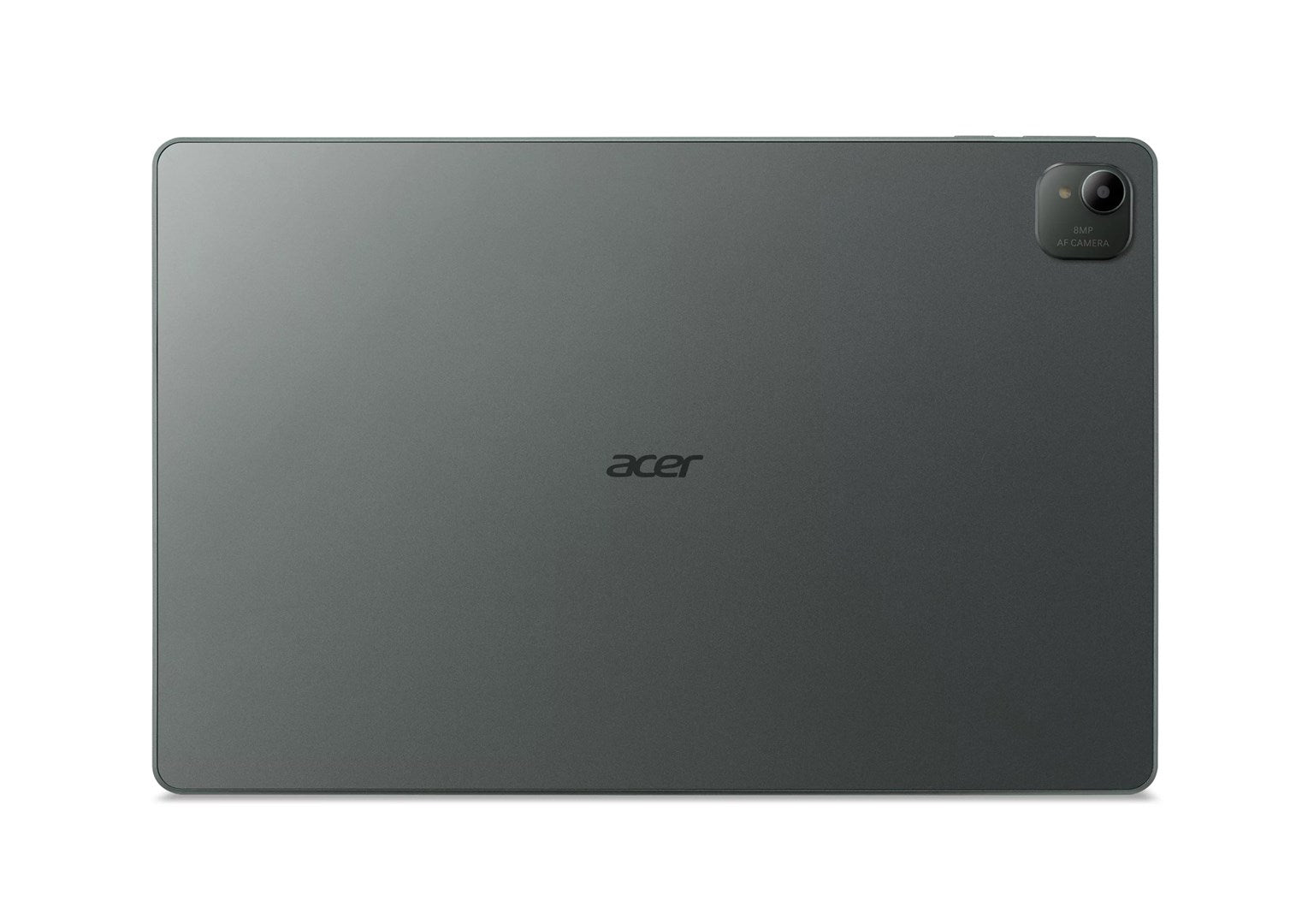 Retro di un tablet Acer grigio con fotocamera e logo.