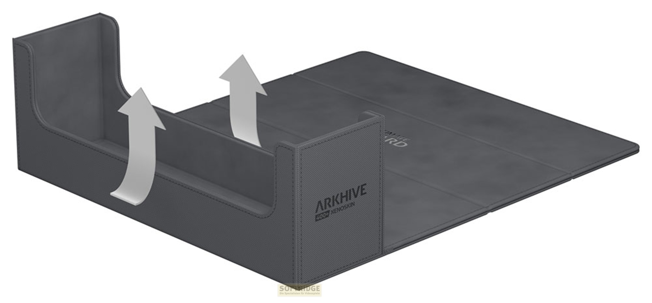 Boîte grise Arkhive 400+ Xenoskin avec deux flèches grises pointant vers le haut.