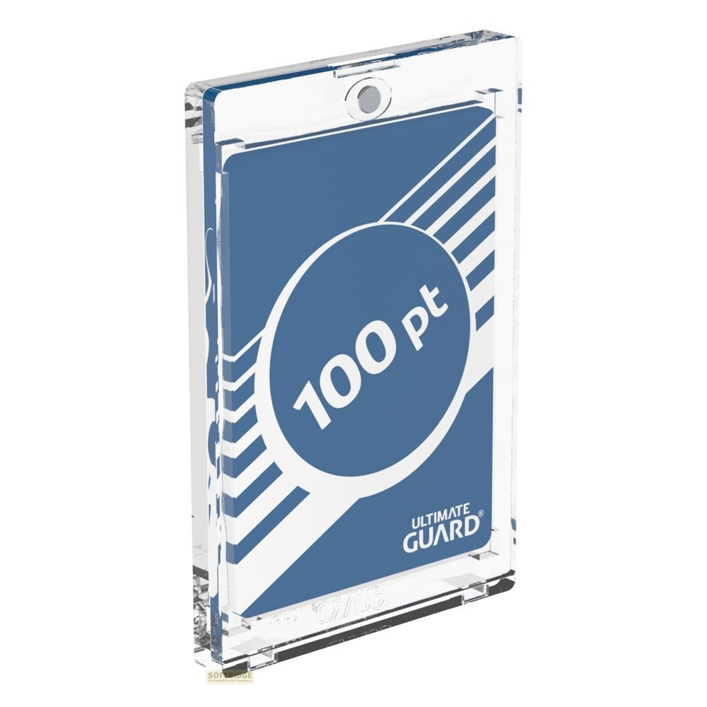Porte-carte à collectionner en acrylique transparent avec une carte bleue indiquant '100 pt'.