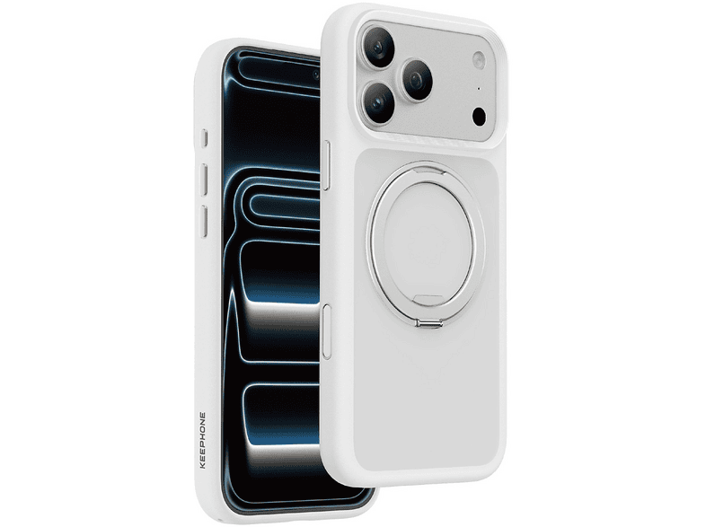KEEPHONE Apple iPhone 17 Pro Max Uyumlu Omega Magsafe Standlı Kapak Telefon Kılıfı Beyaz