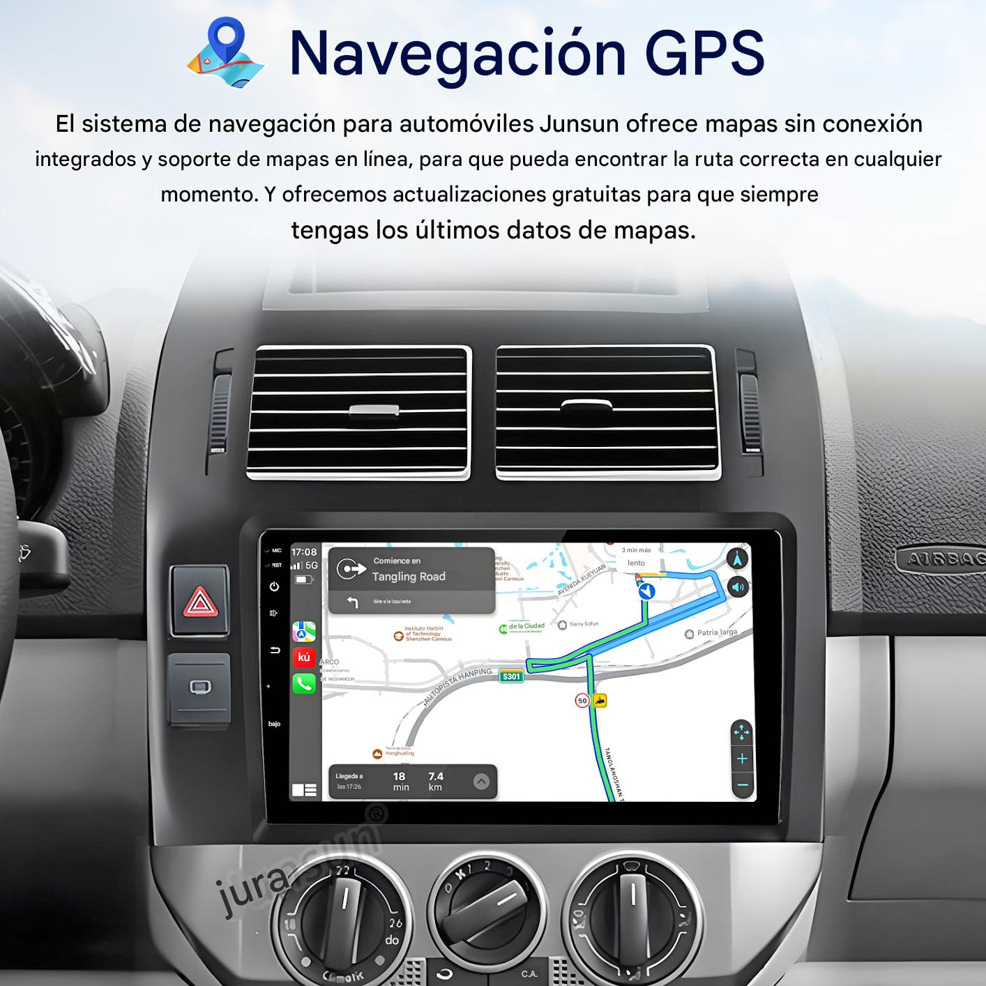 Un sistema de navegación GPS para automóviles con un mapa integrado está instalado en el tablero.