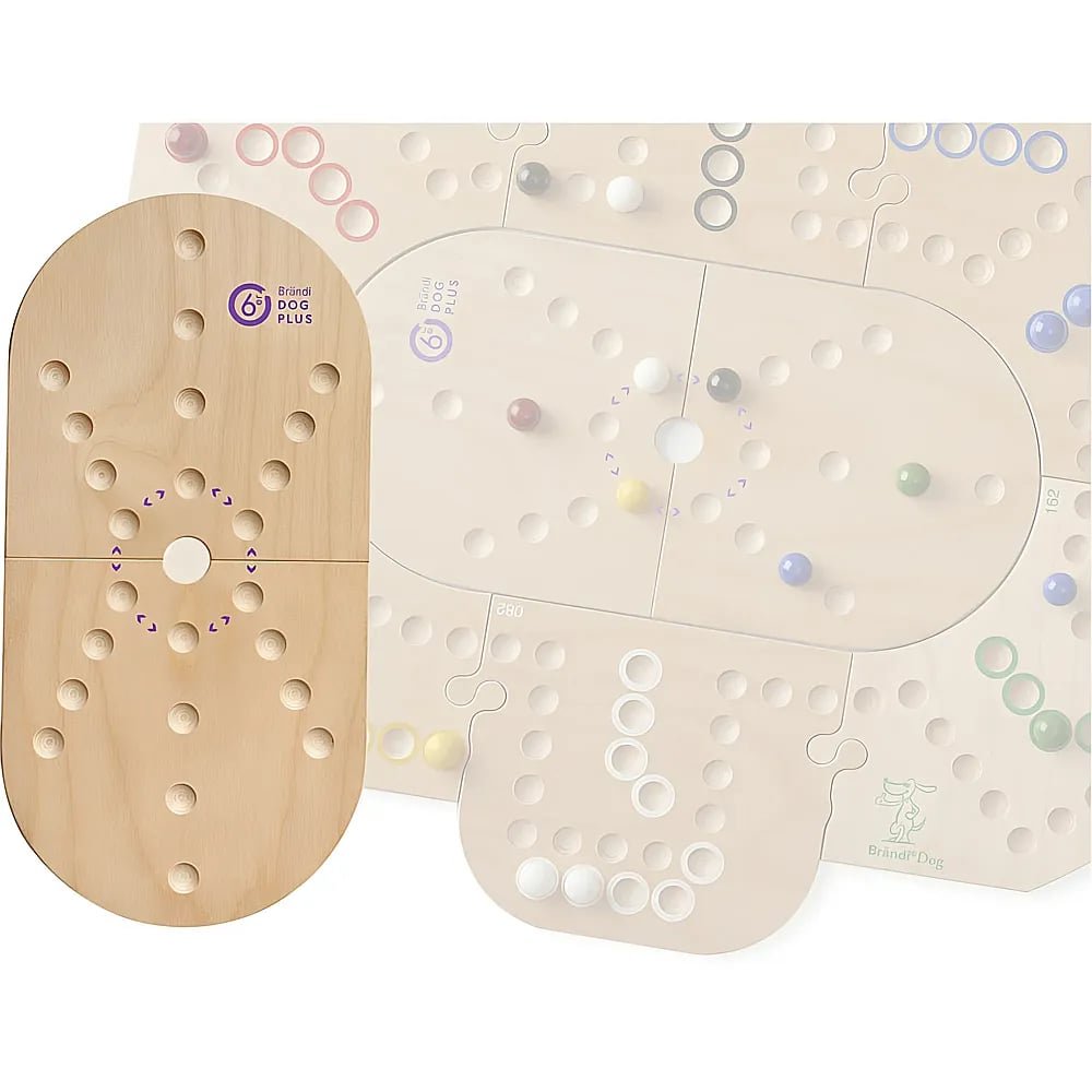 Un jeu de société en bois avec des creux circulaires et des billes colorées, partiellement semi-transparent à l'arrière-plan.