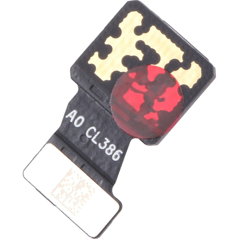 Piccolo componente elettronico con motivo dorato, cerchio rosso e testo AO CL386 su sfondo nero.