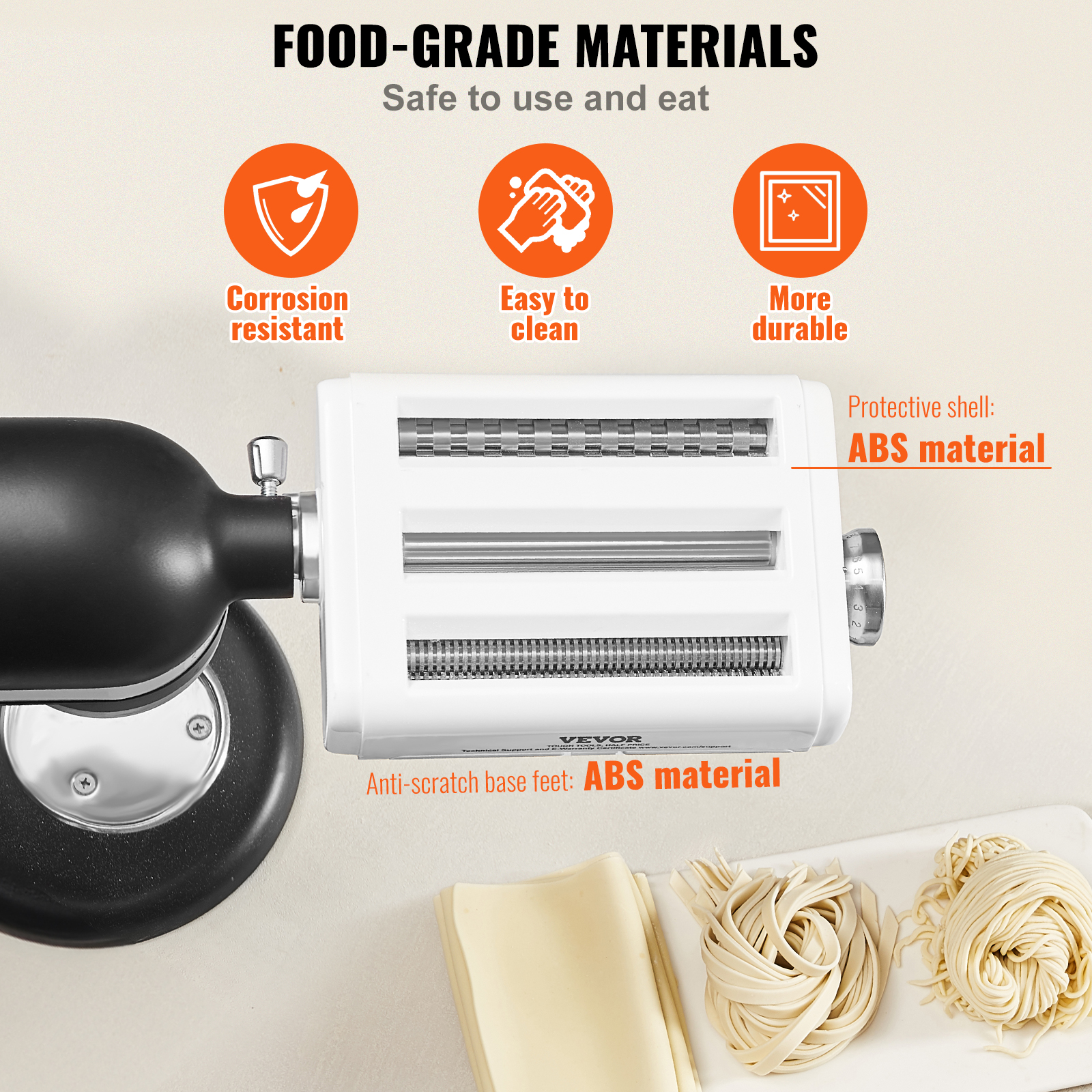 Accesorio para hacer pasta en batidora con características de resistencia a la corrosión, fácil limpieza y durabilidad.