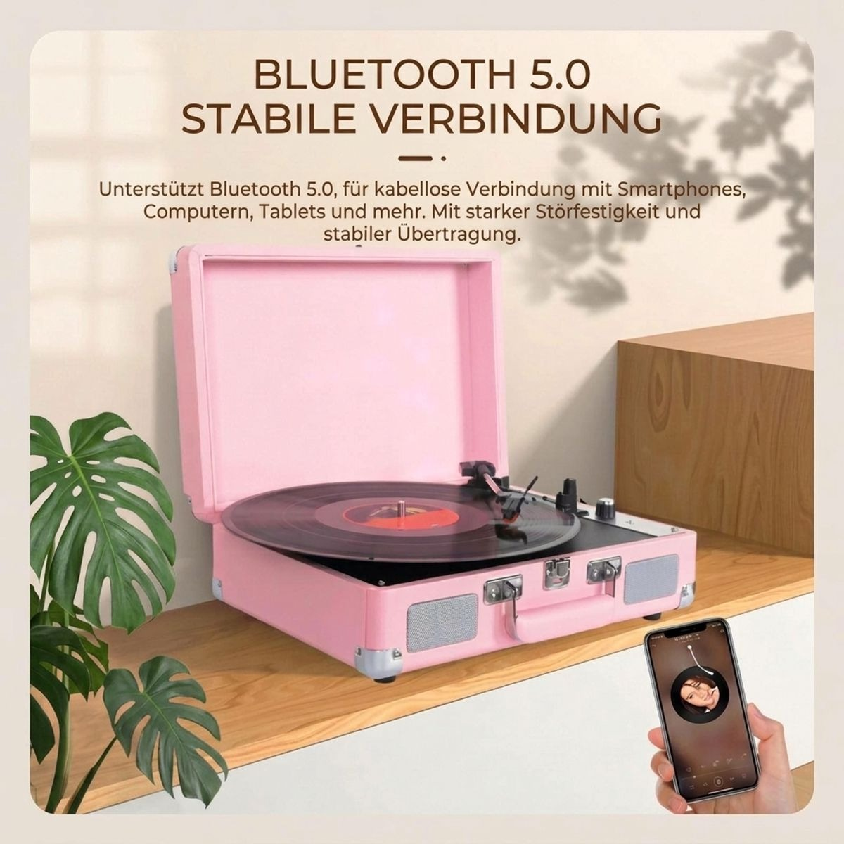 YEMASTER Retro Bluetooth USB/SD & Saphirnadel Bluetooth Plattenspieler ...