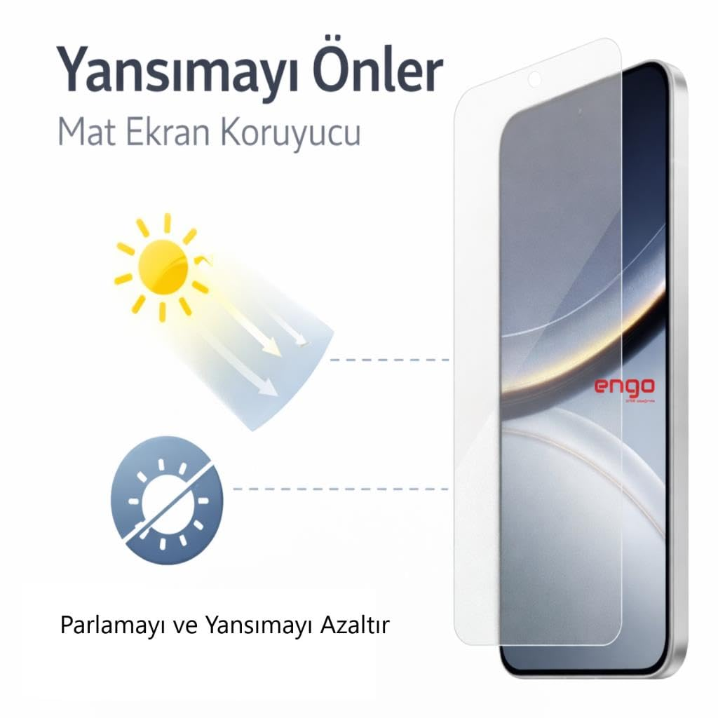 Akıllı telefonlar için mat ekran koruyucu, parlama ve yansımaları azaltır.