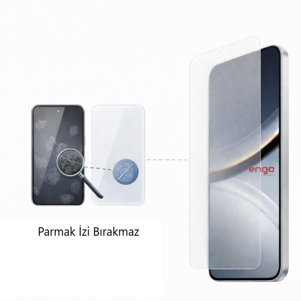 Parmak izi bırakmaz özellikli akıllı telefon ekran koruyucu ve büyüteç simgesi.