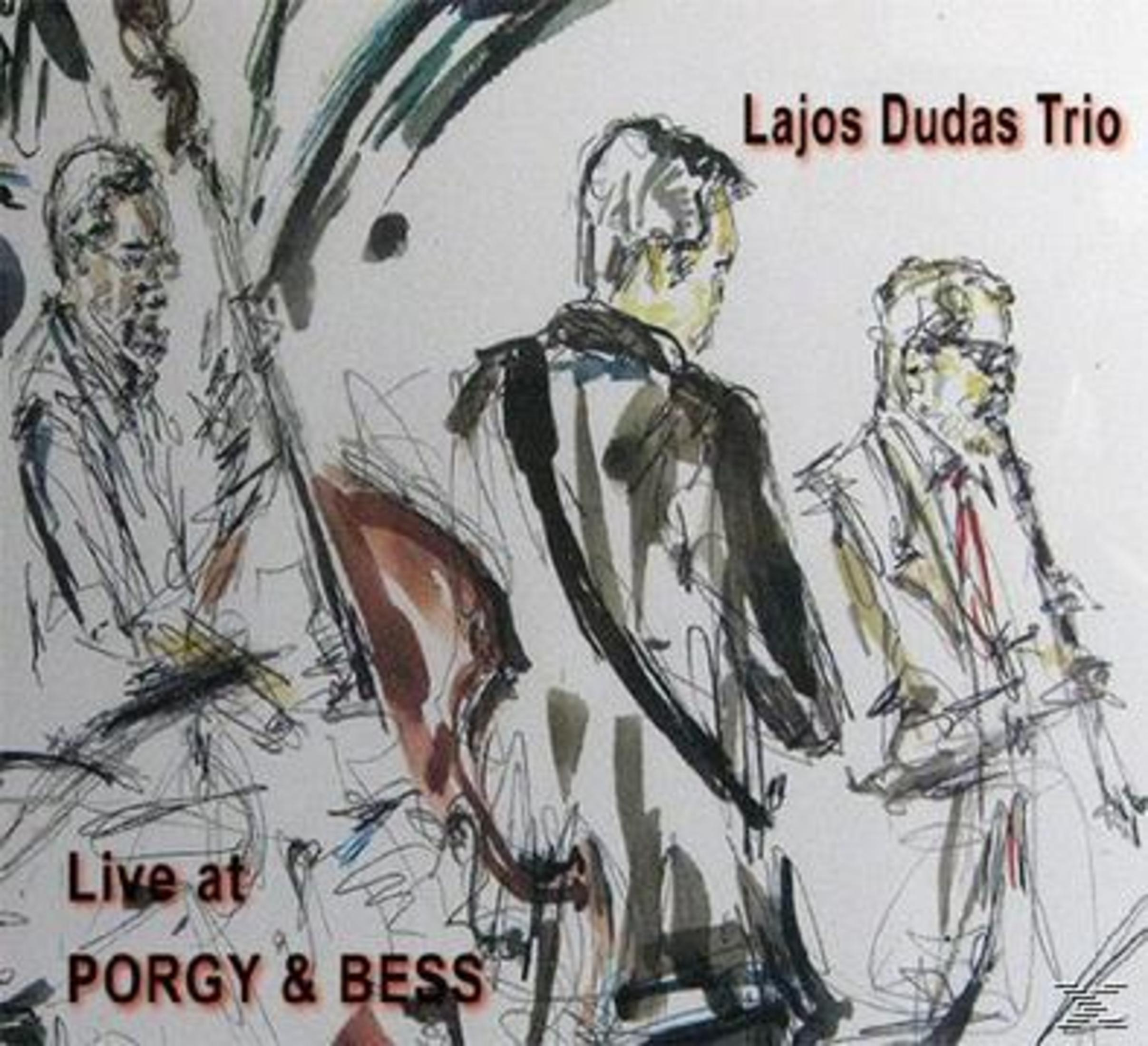 Ein skizziertes Albumcover zeigt das Lajos Dudas Trio live im Porgy and Bess.