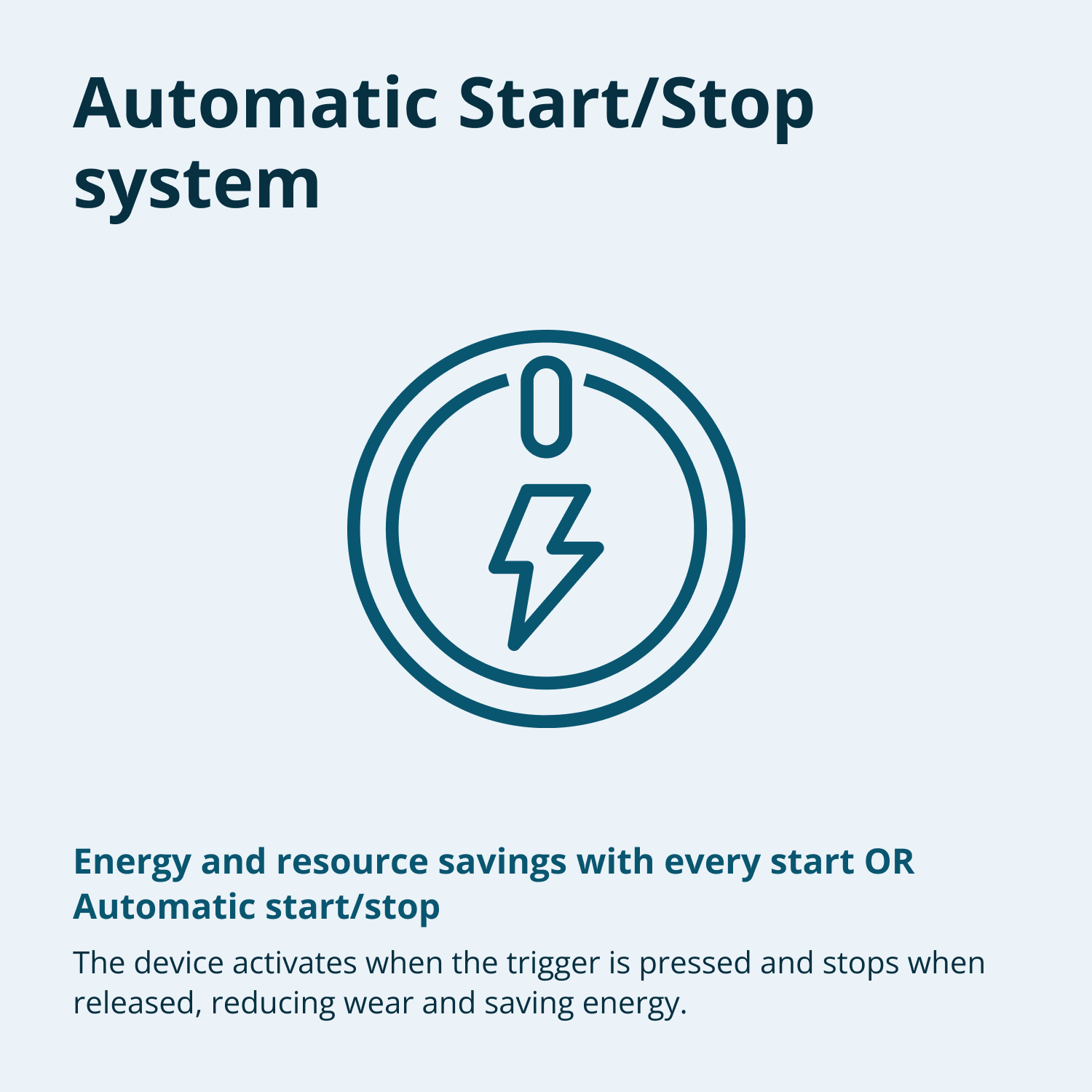 Un'infografica che spiega il sistema start/stop automatico con l'icona di un fulmine.