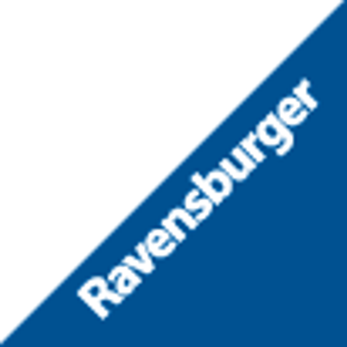 El logotipo azul de Ravensburger con texto en blanco sobre un fondo azul diagonal.