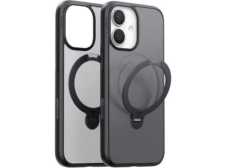 TORRAS Apple iPhone 17 Uyumlu O Stand Spin Serisi Magsafe Telefon Kılıfı Siyah