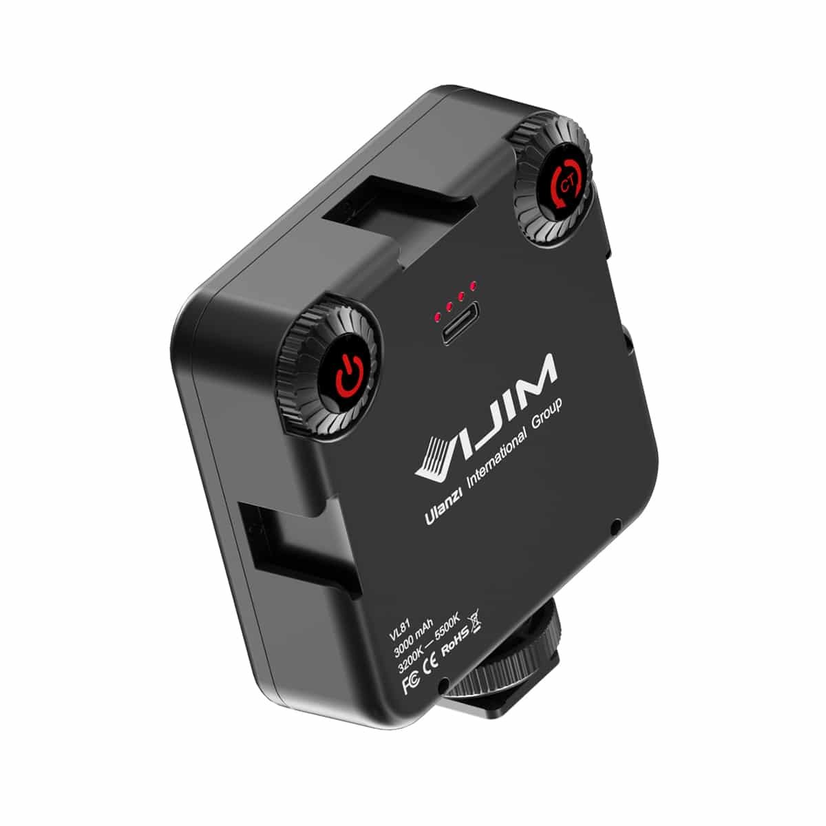 Luz de video LED portátil negra con controles, marca Ulanzi.