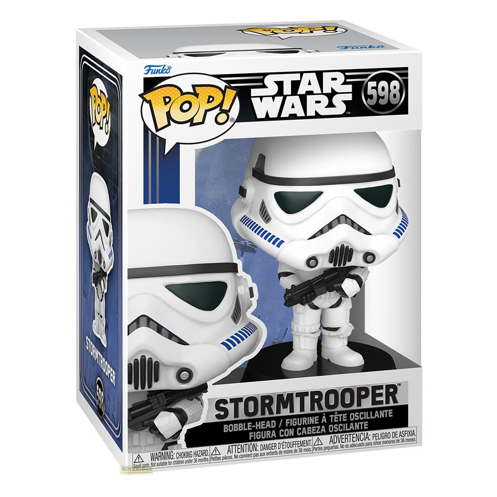 Figurine en vinyle Star Wars Stormtrooper Funko Pop dans sa boîte de collection avec fenêtre transparente.
