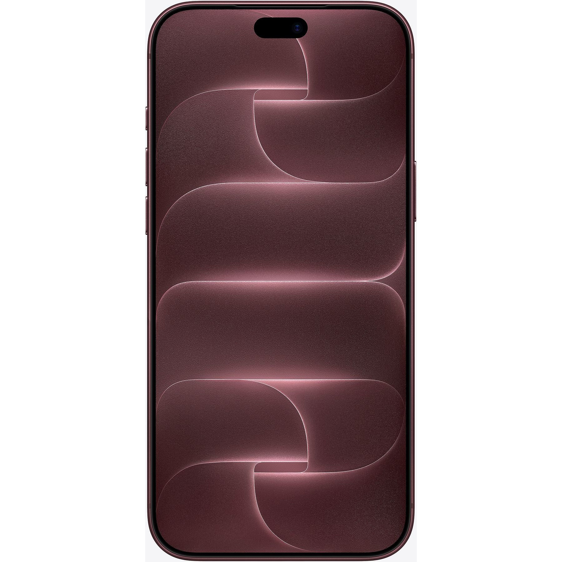 Üst kısımda hap şeklinde çentik ve koyu kırmızı soyut dalga desenli akıllı telefon.