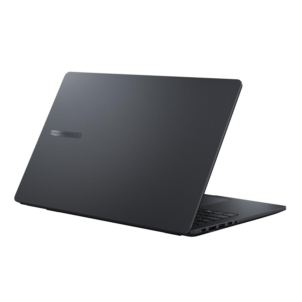 Beyaz arka plan onunde kapali siyah ASUS ExpertBook dizustu bilgisayar.