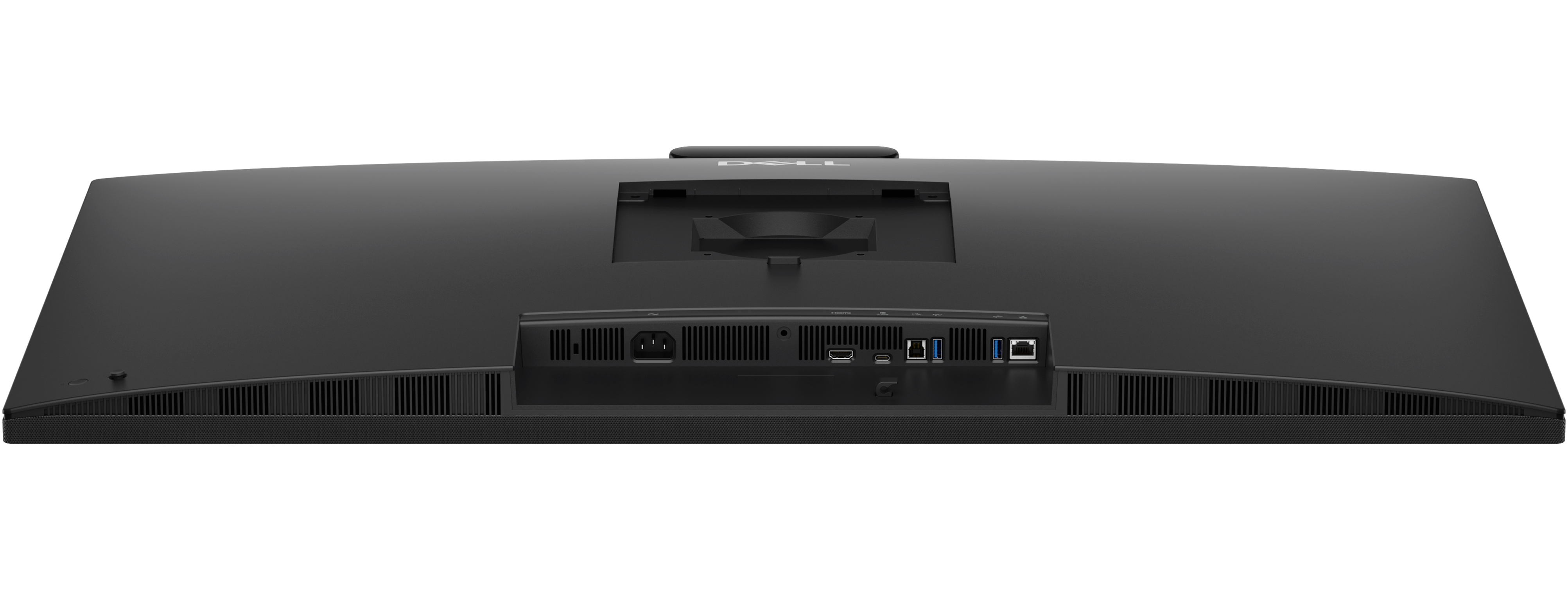 Vista posteriore di un monitor Dell nero con varie porte e supporto VESA.